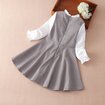 Mädchen Prinzessin Kleider Frühling Herbst lässig Kinder Langarm Plaid Kleidung 4-12 Jahre täglich Kinder Kleider