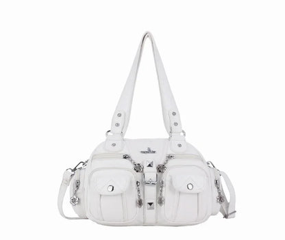 Damen-Handtasche Vintage PU-Leder mit Schultergurt und Obergriff Innenfach für Telefon und Geldbörse