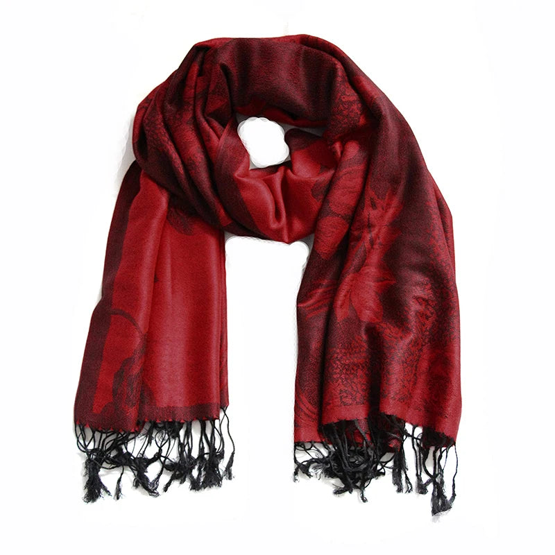 Damen Winterschal Kaschmir Plaid warm Pashmina Bandana Quaste B