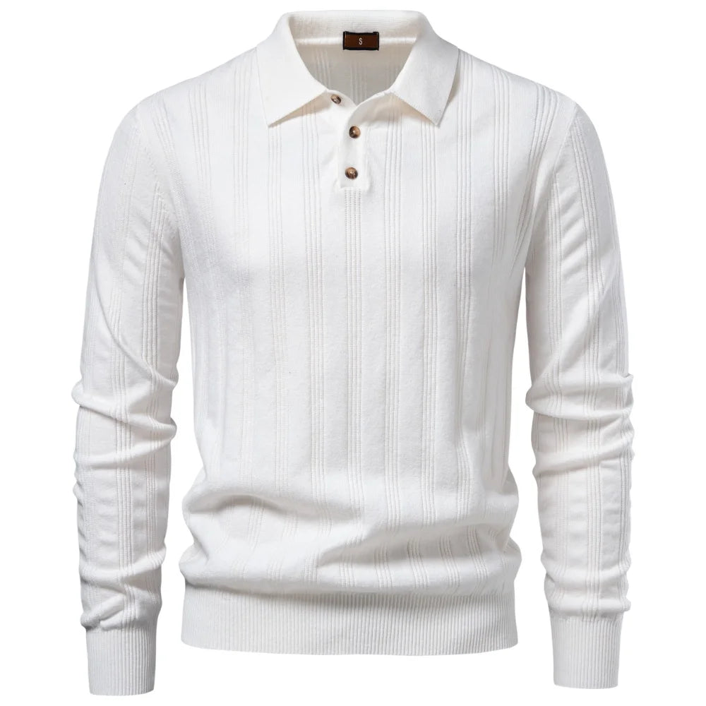 Herren Strickpoloshirt Aus Kunstkaschmir Komfort Elegant