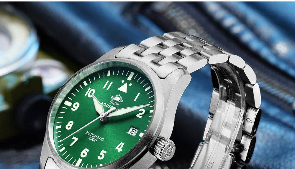 Herren-Taucheruhr mit C3-Leuchtmasse und NH35A-Automatikwerk