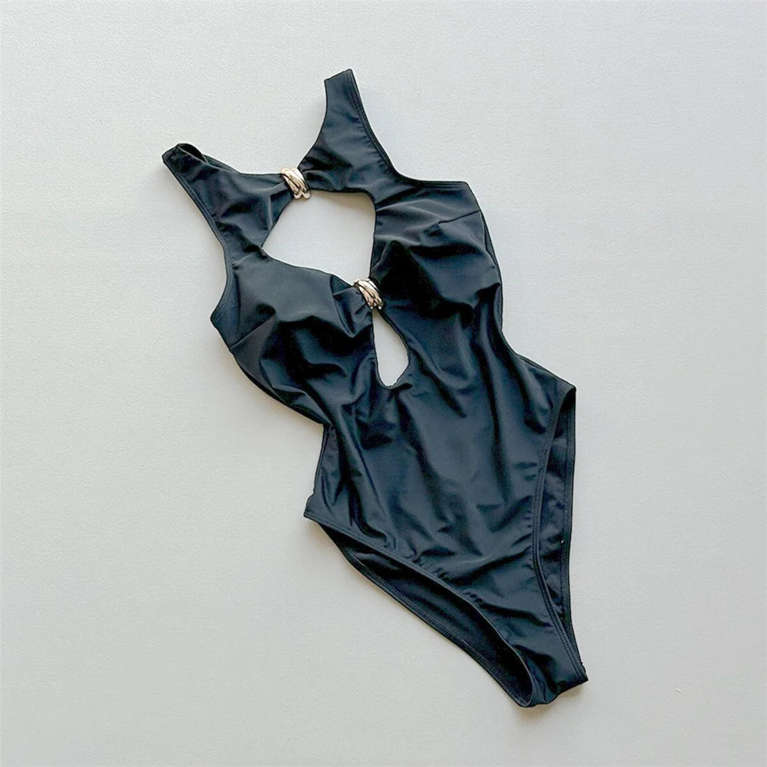 Damen Badeanzug Cut-Out rückenfrei hoher Beinausschnitt Monokini gepolstert 2026