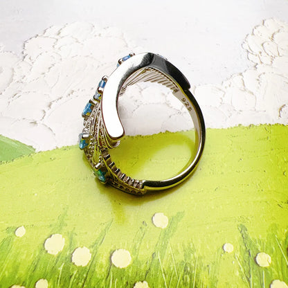 Damen-Ring Phoenix Wing blaue Steine Bohemia aus Sterlingsilber