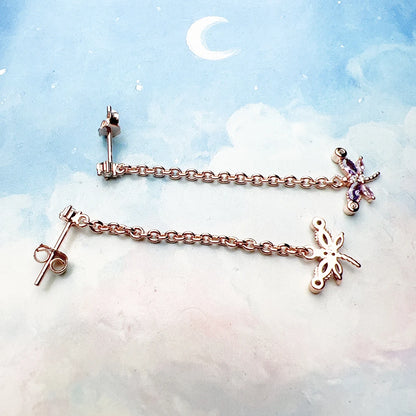Damen-Ohrtropfen Libelle Rosegold 925 Sterlingsilber