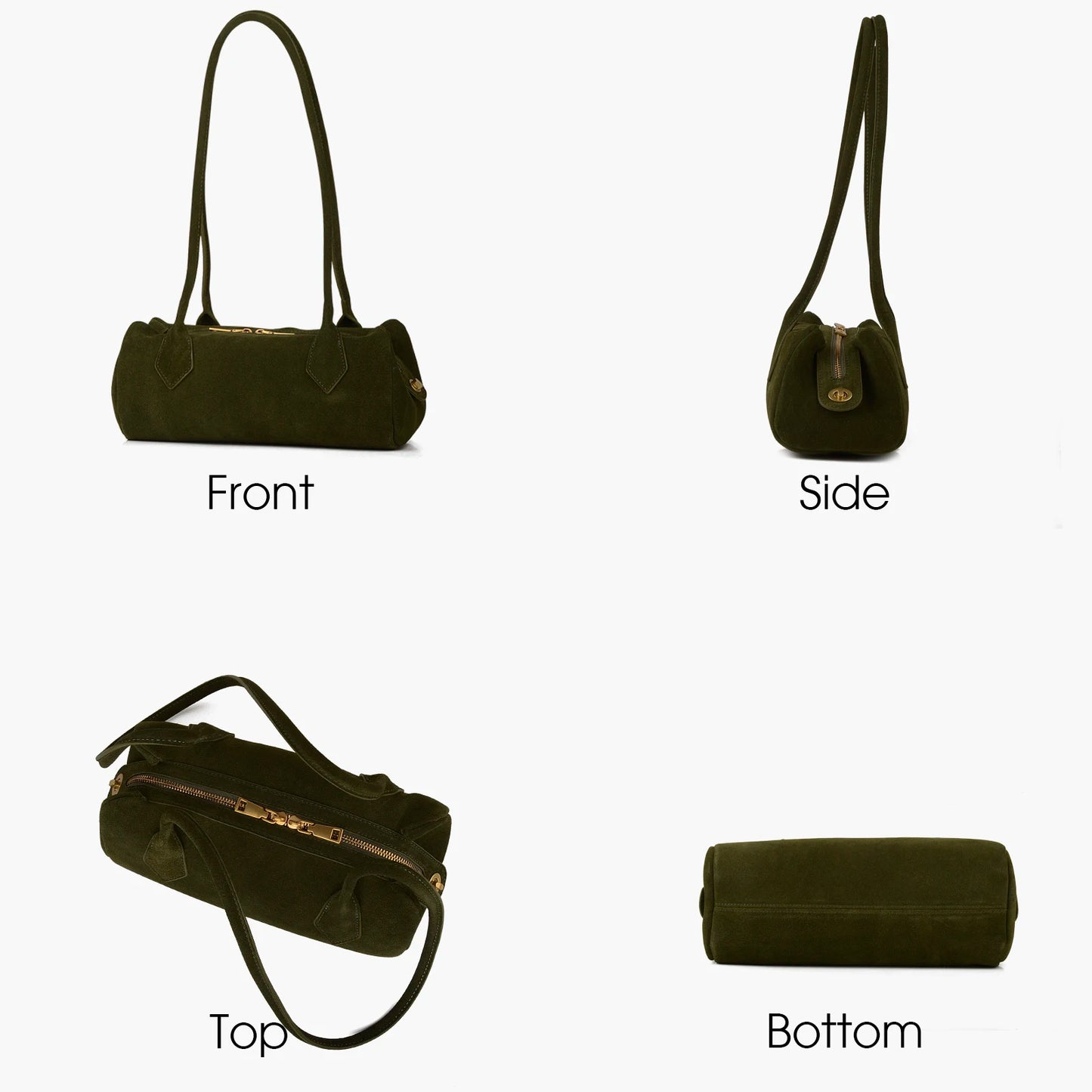 Damen Wildleder-Umhängetasche Baguette-Form | Reißverschluss