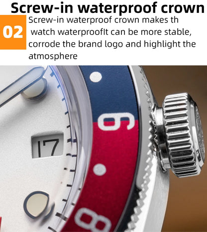 Herren-GMT-Quarzuhr mit Ronda-Werk und Bubble-Glas