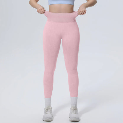 Nahtlose Yoga-Hose in Rosa, eng anliegend mit hohem Bund