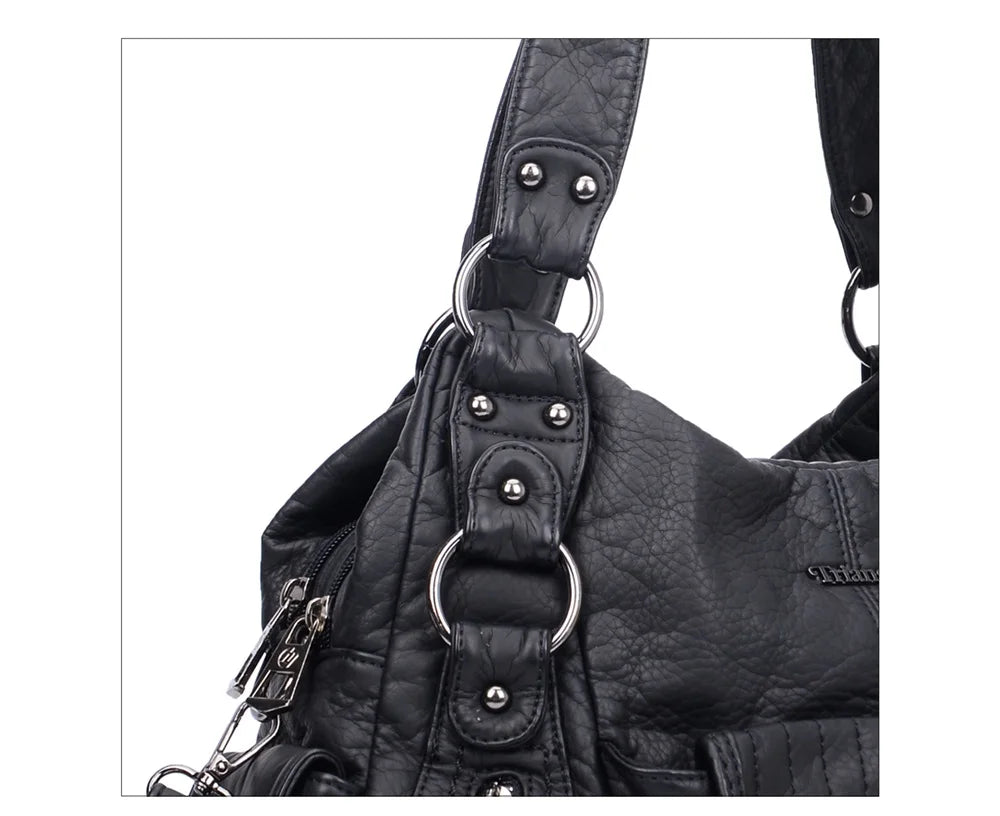 Damen-Hobo-Tasche aus Vintage-Leder mit verstellbarem Tragegurt und Mehrfachtaschen