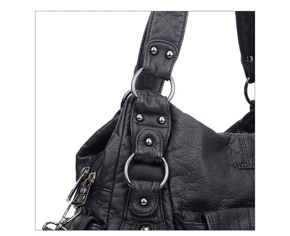 Damen-Hobo-Tasche aus Vintage-Leder mit verstellbarem Tragegurt und Mehrfachtaschen