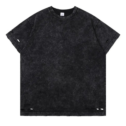 Herren Übergroßes T-Shirt mit Zerrissenen Löchern für Lässige Streetwear im Sommer