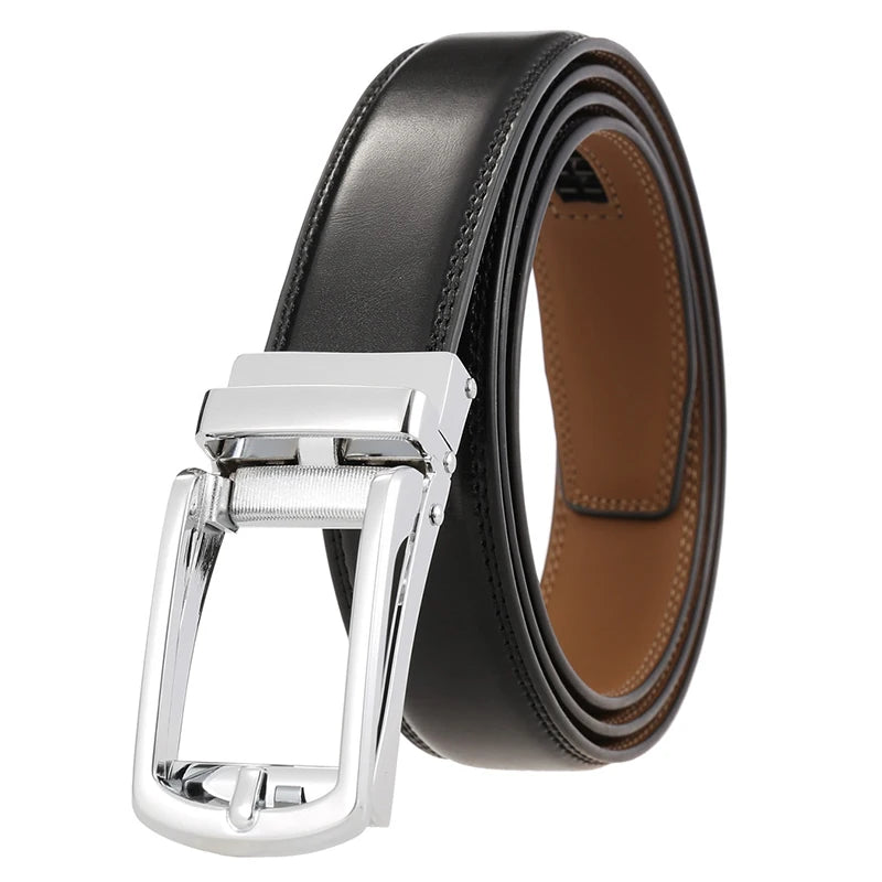 Herren-Gürtel Aus Echtem Leder Mit Automatik-Schnalle Für Anzug Und Business, 31 mm Breite