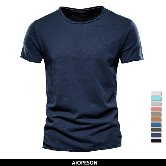 Herren-T-Shirt, kurzarm, Rundhalsausschnitt, einfarbiges dunkelblaues Design, Slim Fit