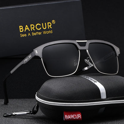 Sonnenbrille quadratisch großer Rahmen Edelstahl polarisiert Unisex