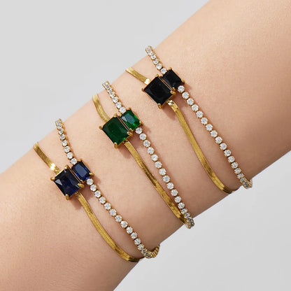 Damen-Armband Baguette-Zirkonia Doppelschicht