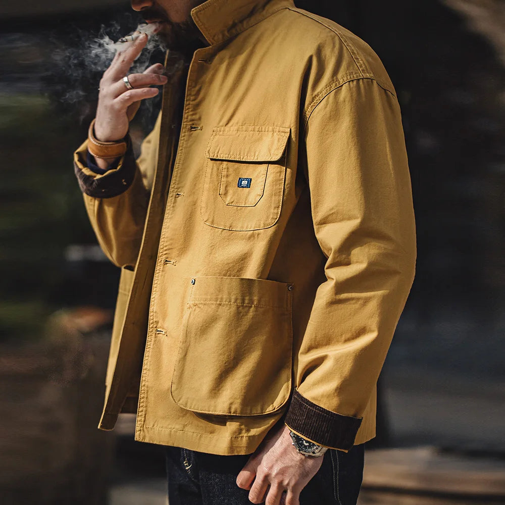 Herren Kurze Jacken Retro Jagd Revers Plus Size Outwear Frühling Herbst
