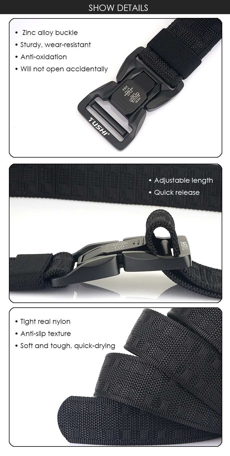 VATLY Soft Tactical Outdoor Gürtel Herren Nylon Schnellverschluss Hiking