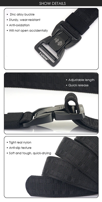 VATLY Soft Tactical Outdoor Gürtel Herren Nylon Schnellverschluss Hiking
