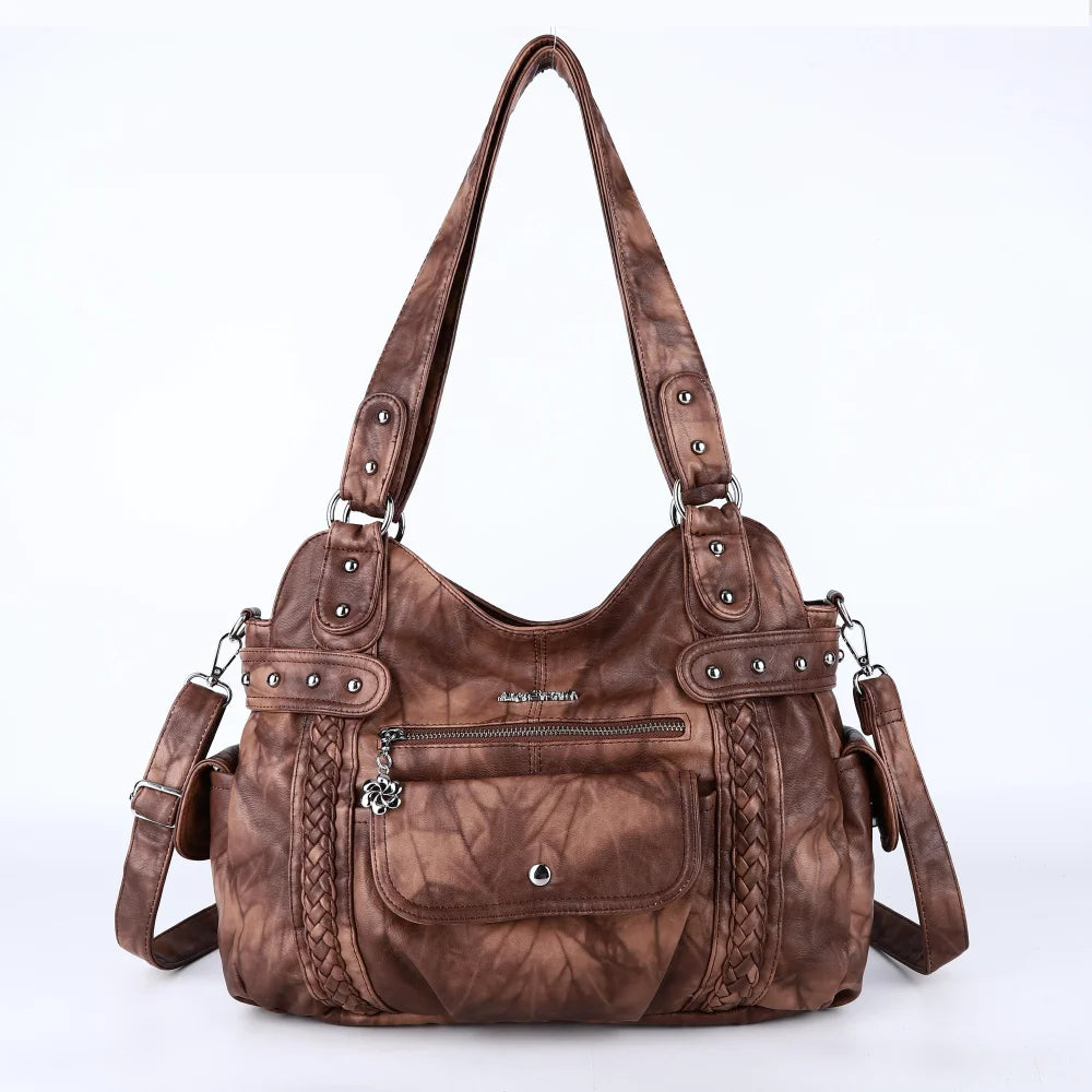 Damen-Handtasche aus PU mit Reißverschluss und Mehrfachfächern, ideal für Alltag und Freizeit, Innenfutter aus Polyester