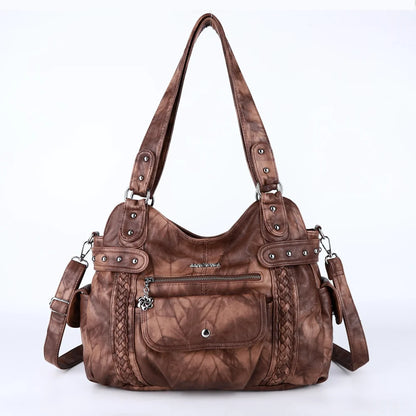 Damen-Handtasche aus PU mit Reißverschluss und Mehrfachfächern, ideal für Alltag und Freizeit, Innenfutter aus Polyester