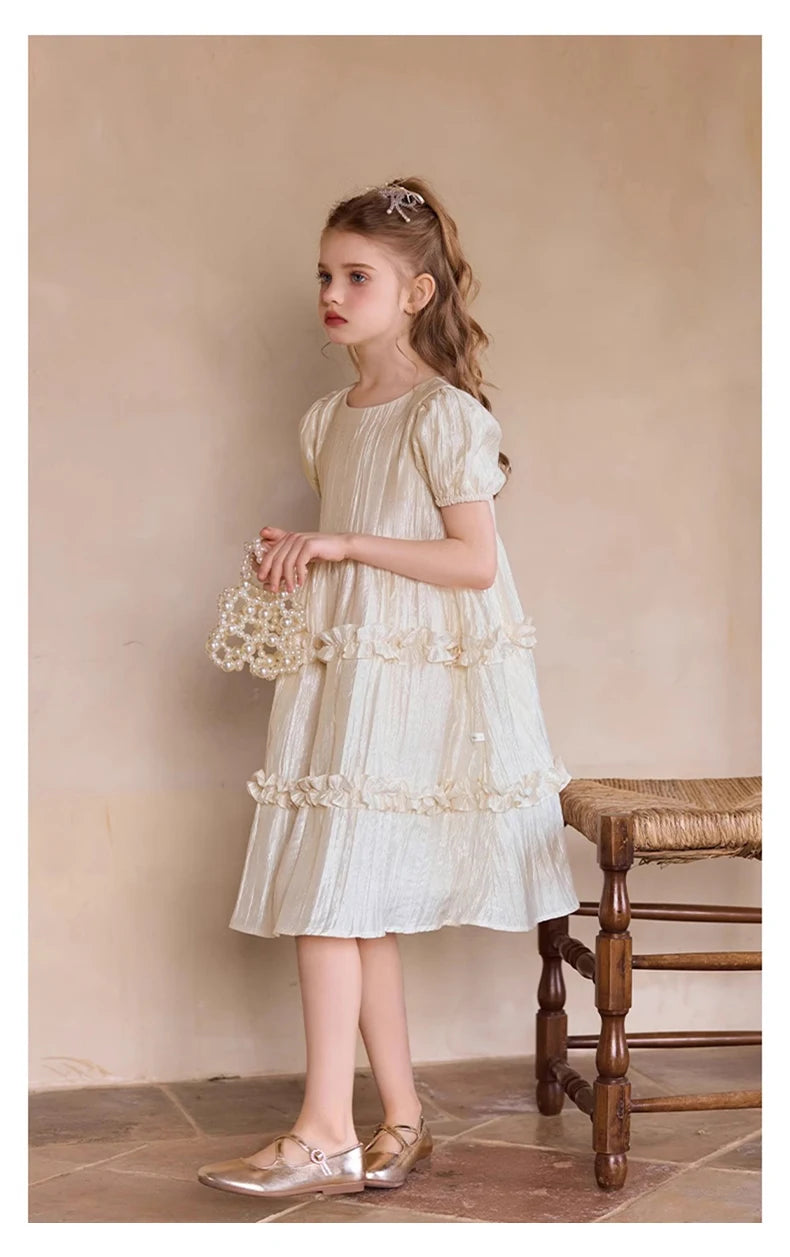 Sommerkleid für Mädchen im chinesischen Retro-Stil mit kurzen Ärmeln – Kawaii Cheongsam Chi-Pao Design für Kinder von 110cm bis 170cm