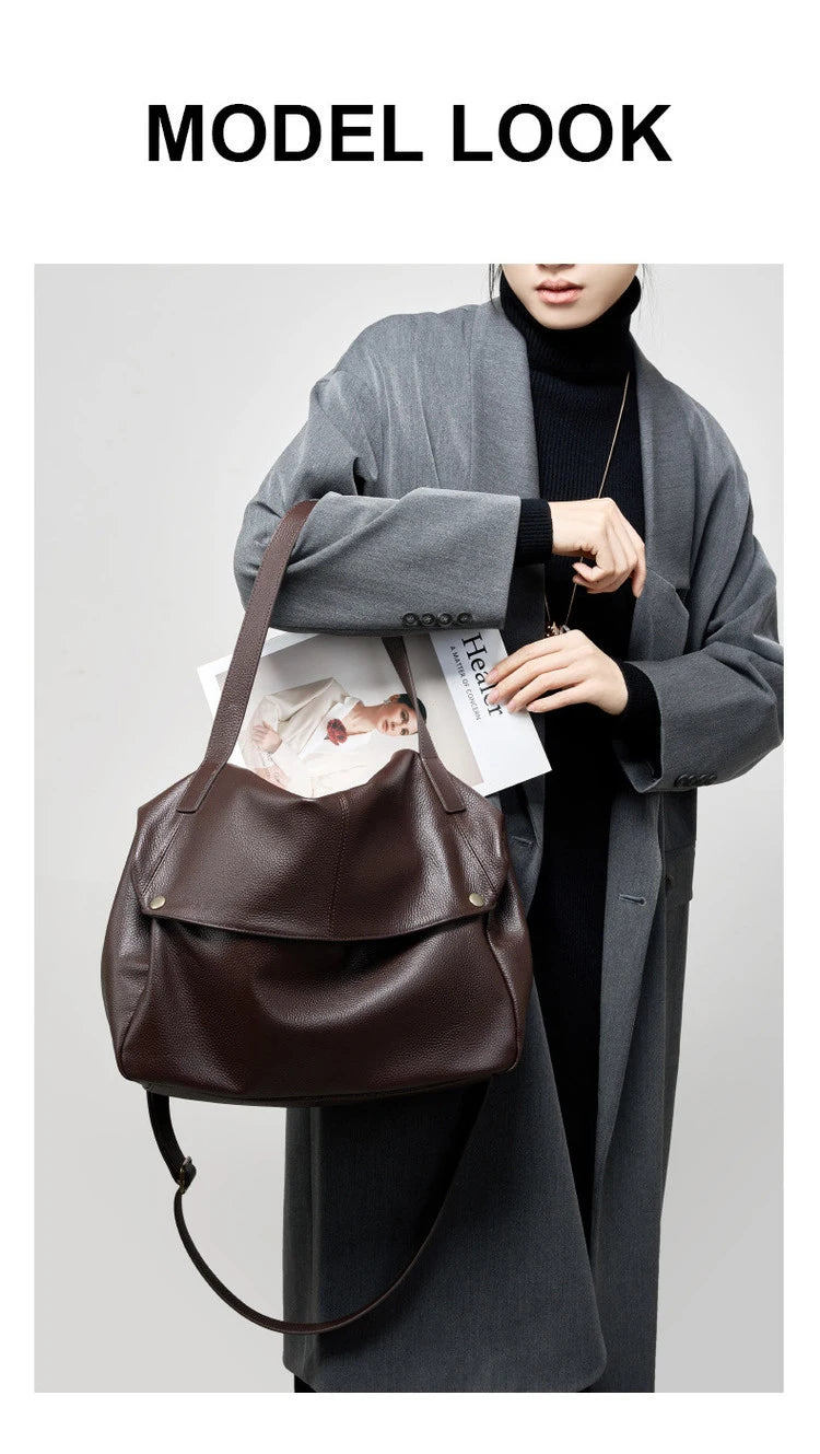 Damen Handtasche aus echtem Leder mit großer Kapazität