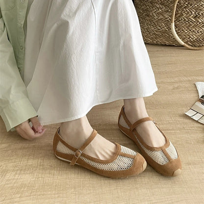 AIYUQI Damensandalen 2025, neue Mesh-atmungsaktive, rutschfeste Mary Jane-Damenschuhe, große flache Fischerschuhe für Damen