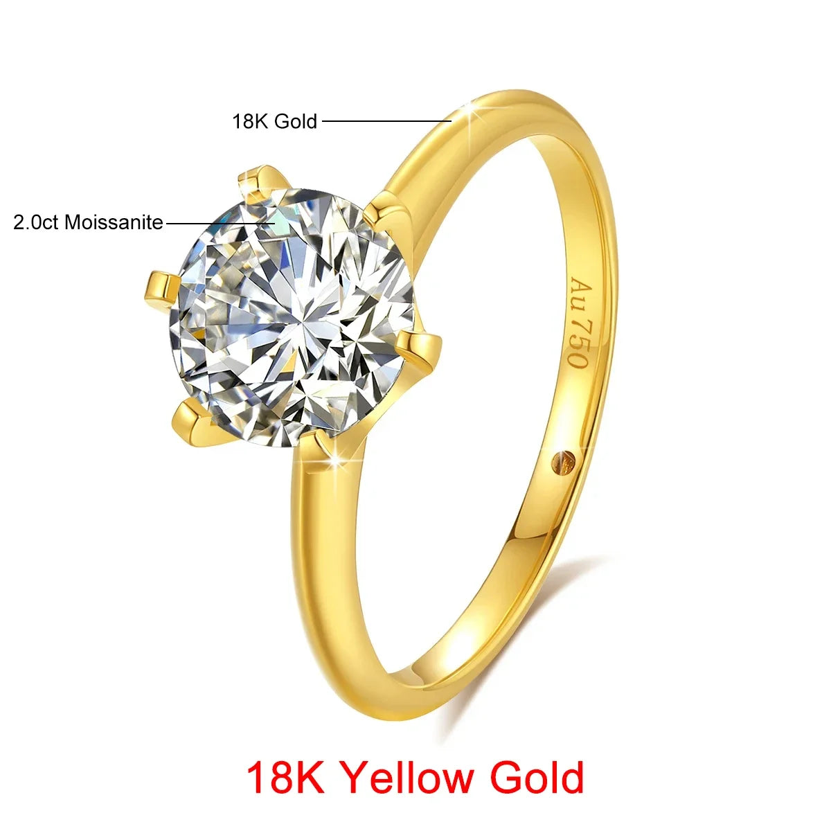 Damen-Ring Aus 18K Gold Moissanit 1 Karat Zertifiziert Mit NGTC Zertifikat für Verlobung