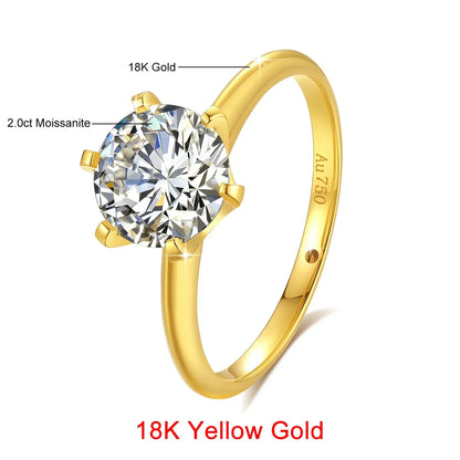 Damen-Ring Aus 18K Gold Moissanit 1 Karat Zertifiziert Mit NGTC Zertifikat für Verlobung