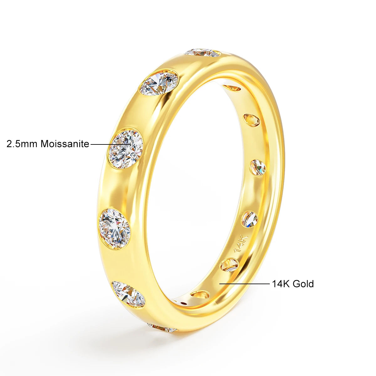 Damen-Verlobungsring Aus 14K Gelbgold Mit Moissanit Stein Und Echtheitszertifikat Für Hochwertigen Verlobungsantrag