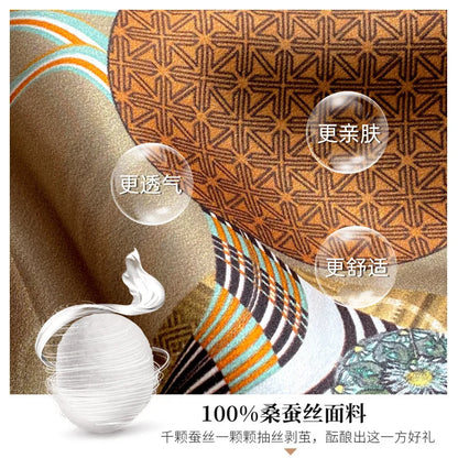 Damen Seidenschal dünn Taschenband Foulard Haarband Stirnband bedruckt D