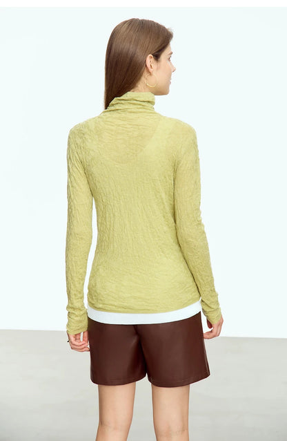Damen-Rollkragenpullover Wolle Slim einfarbig Büro Winter