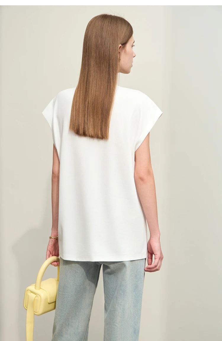 Damen T-Shirts im Minimalismus-Stil mit lässigem O-Neck und Blumen-Druck