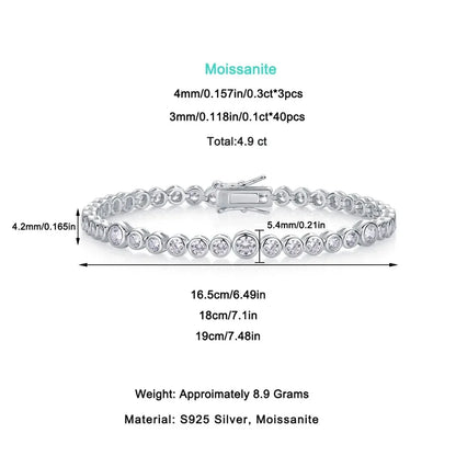 Damen-Kettenarmband mit Moissanit in Zargenfassung