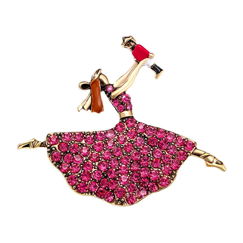 Brosche Ballett Tänzerin Kristall Vintage Klassisch Accessoire Schmuck Damen