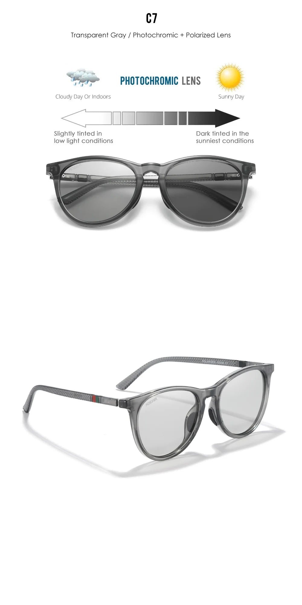 Damen-Sonnenbrille Vintage photochrom polarisiert Reisen Fahren Wandern