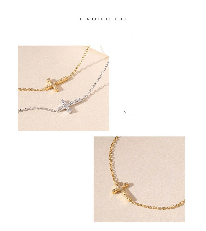 Damen-Armband Kastenkette mit Kreuz-Motiv