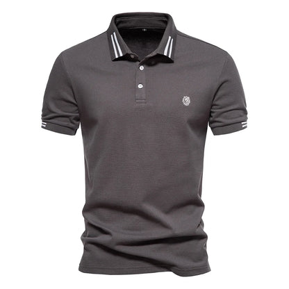 Herren Poloshirt aus Baumwolle in einfarbig mit klassischem Design für Freizeit und Business