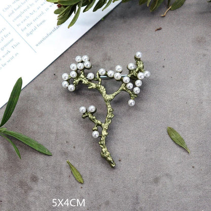 Brosche Pflanze Perle Handgemacht Retro Corsage Damen Mantel