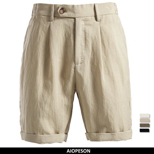 Premium-Herren-Sommershorts in Khaki, mit Knopfverschluss und seitlichen Taschen
