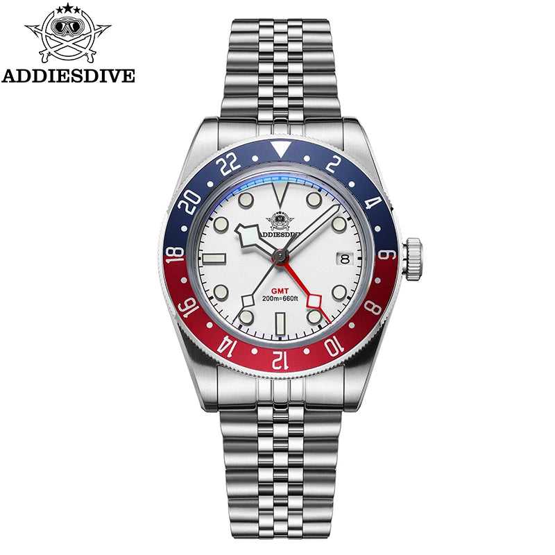 GMT Herren-Taucheruhr Quarz 200m wasserdicht Bubble-Glas BGW9 Leuchtzeiger AD2044