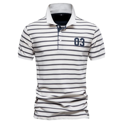 Premium Herren Polo Shirt Gestreift Luftiger Tragekomfort