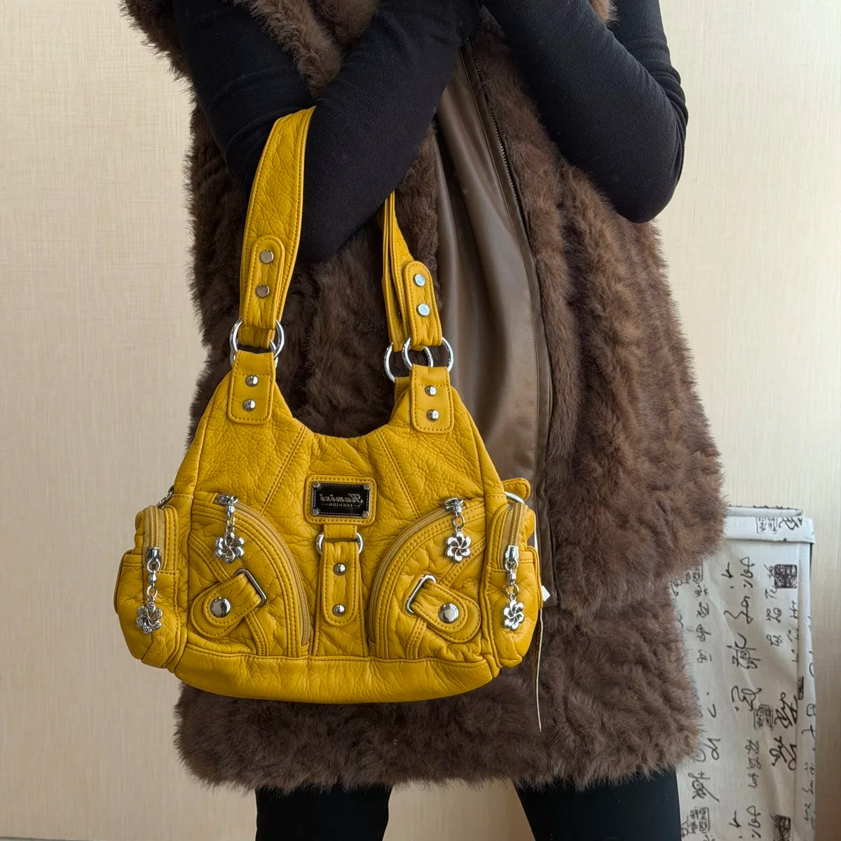 Damen-Handtasche Kleine Tote Mit Mehrfachfächern Aus Weichem Material Für Alltag Und Freizeit