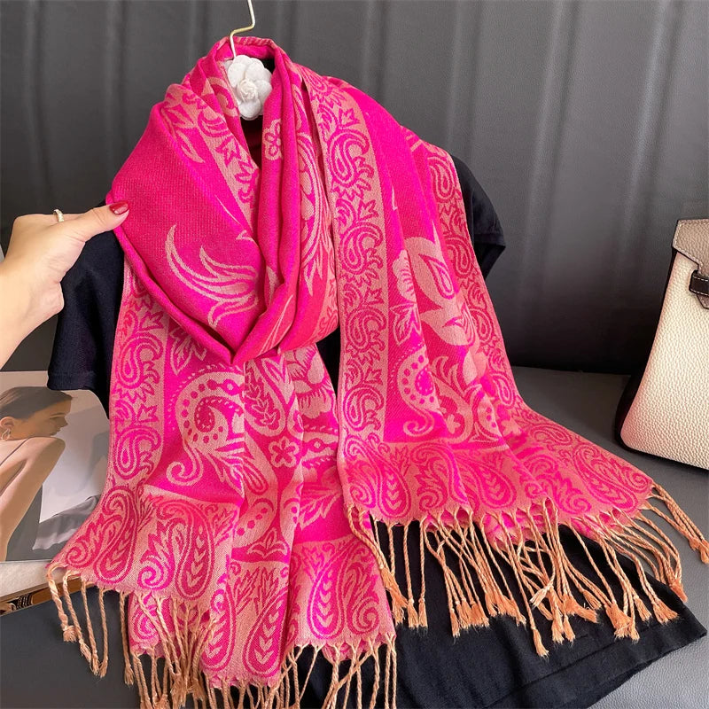 Damen Winterschal Kaschmir Pashmina Luxus Druck warm Stolen Foulard Baumwolle