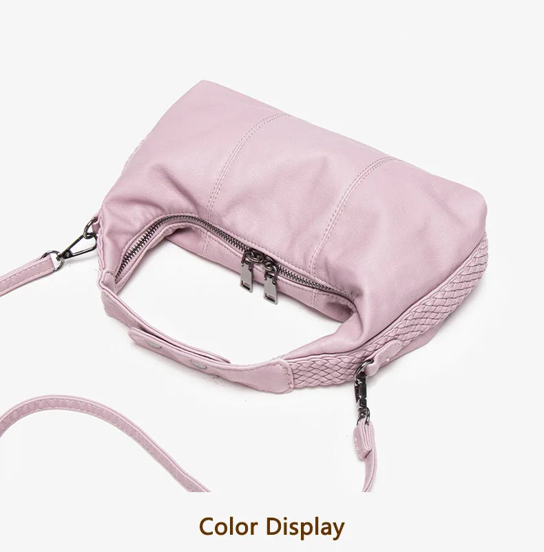 Damen-Hobo-Tasche Aus Weichem Kunstleder Mit Abnehmbarem Schulterriemen Schwarz Alltagstauglich