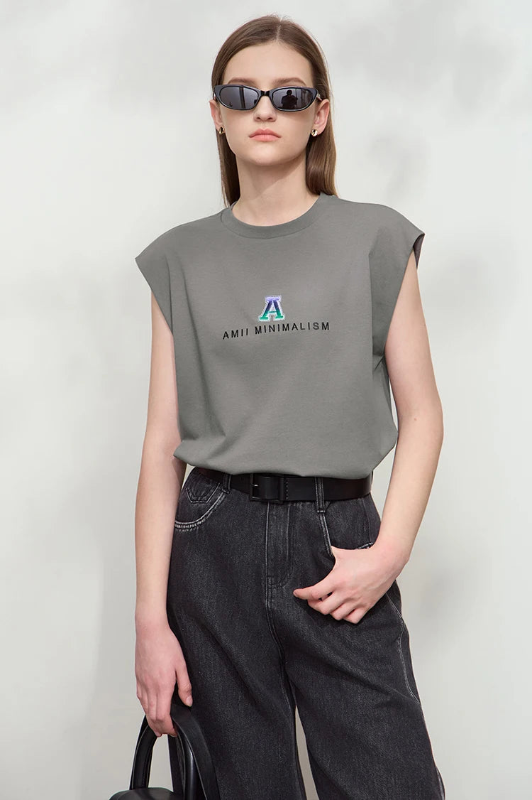 Damen T-Shirt mit Rundhalsausschnitt und besticktem lockeren Design für den Sommer