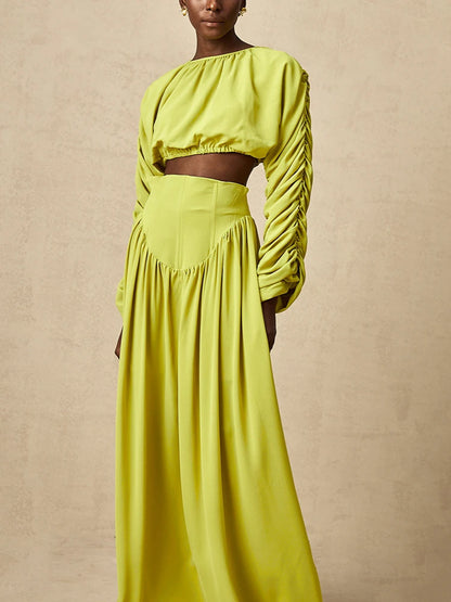 Eleganter Damen-A-Linien-Rock mit hohem Bund und Patchwork-Design im minimalistischen Stil