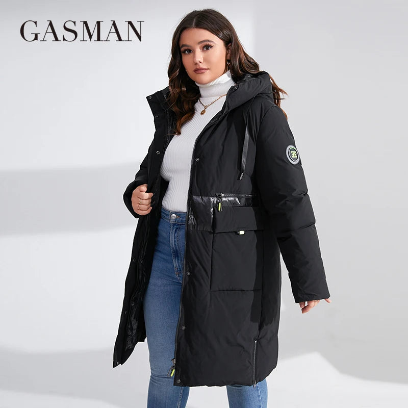 Damen-Parka mit Stehkragen und Kapuze – Kurze, schlanke Daunenjacke mit luxuriösen Taschen für kalte Tage