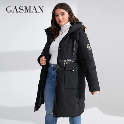 Damen-Parka mit Stehkragen und Kapuze – Kurze, schlanke Daunenjacke mit luxuriösen Taschen für kalte Tage