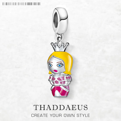 Damen-Charm-Anhänger Prinzessin Puppe süß aus Sterlingsilber