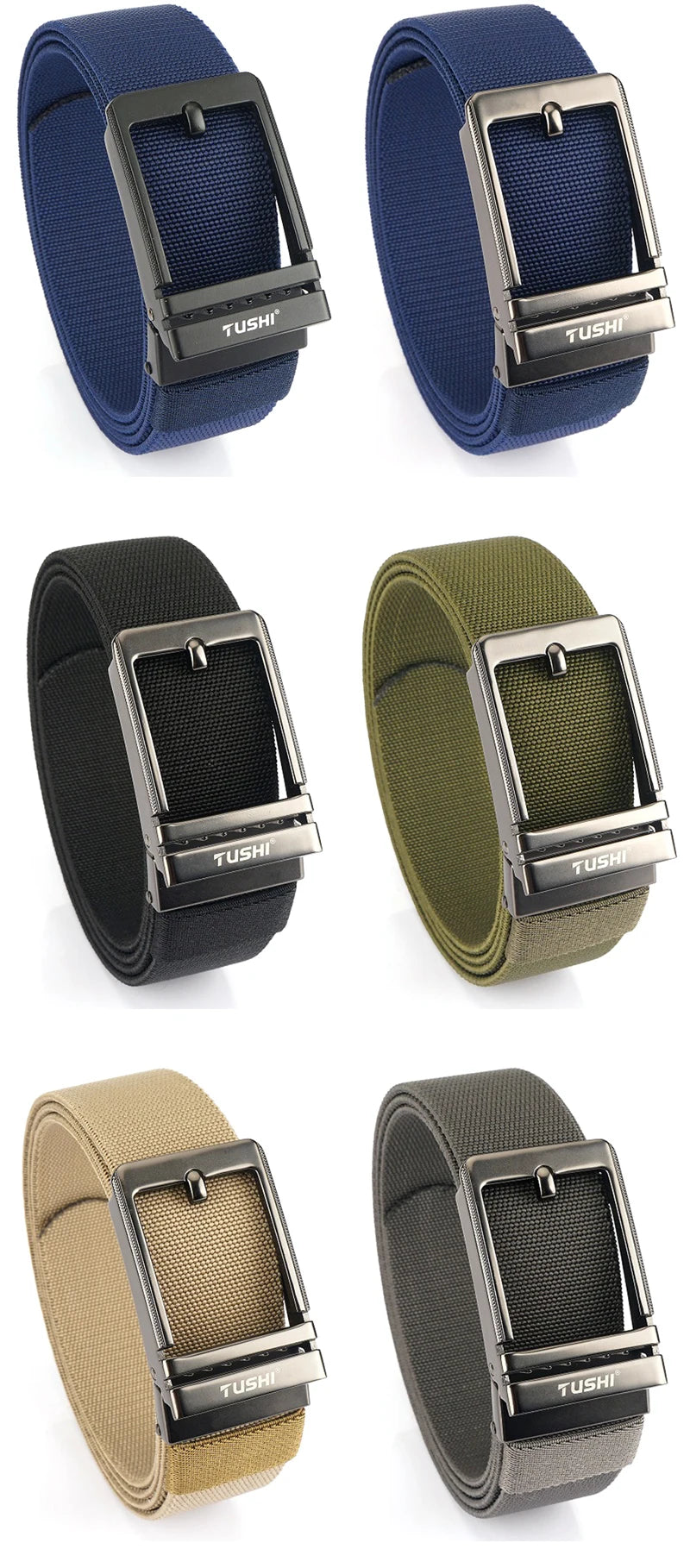 VATLY Herren Stretch-Gürtel 38mm mit Automatik-Schnalle aus Nylon